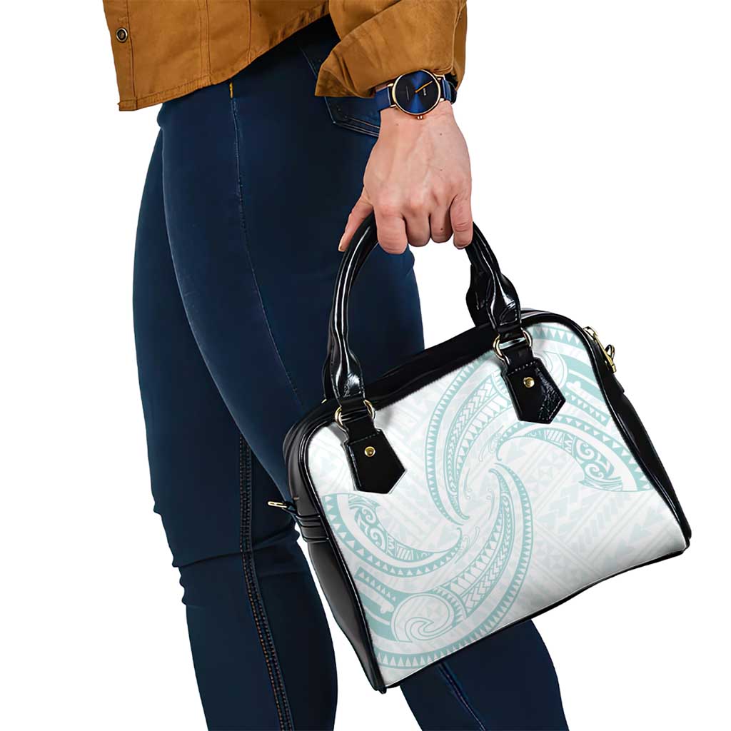 White Sunday Lotu Tamaiti Shoulder Handbag Polynesian Wave Pastel Cyan - Polynesian Pride
