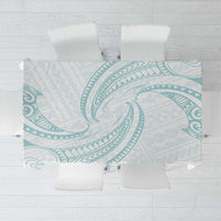 White Sunday Lotu Tamaiti Tablecloth Polynesian Wave Pastel Cyan - Polynesian Pride