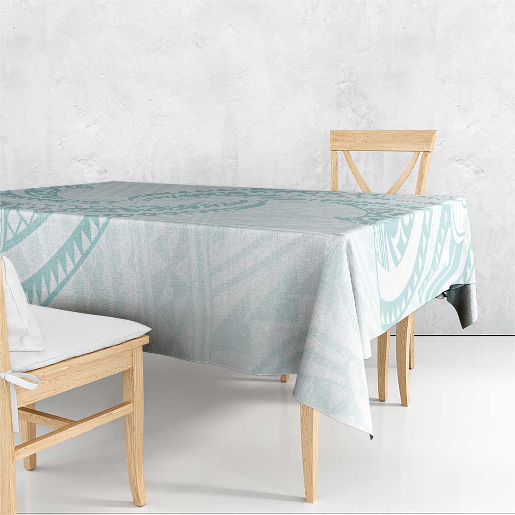 White Sunday Lotu Tamaiti Tablecloth Polynesian Wave Pastel Cyan - Polynesian Pride