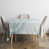 White Sunday Lotu Tamaiti Tablecloth Polynesian Wave Pastel Cyan - Polynesian Pride