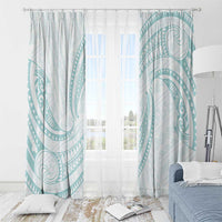 White Sunday Lotu Tamaiti Window Curtain Polynesian Wave Pastel Cyan - Polynesian Pride
