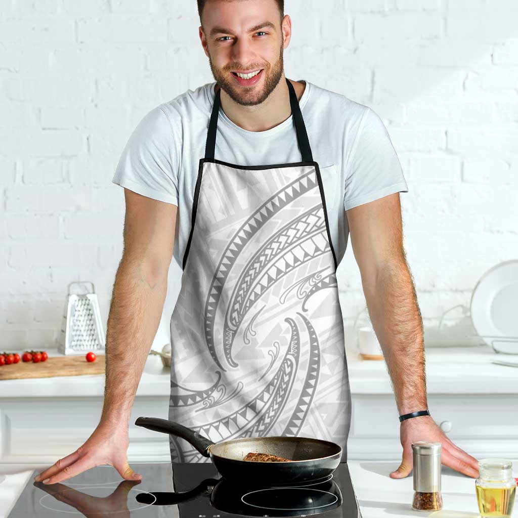 White Sunday Lotu Tamaiti Apron Polynesian Wave Pastel Gray - Polynesian Pride