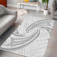 White Sunday Lotu Tamaiti Area Rug Polynesian Wave Pastel Gray - Polynesian Pride
