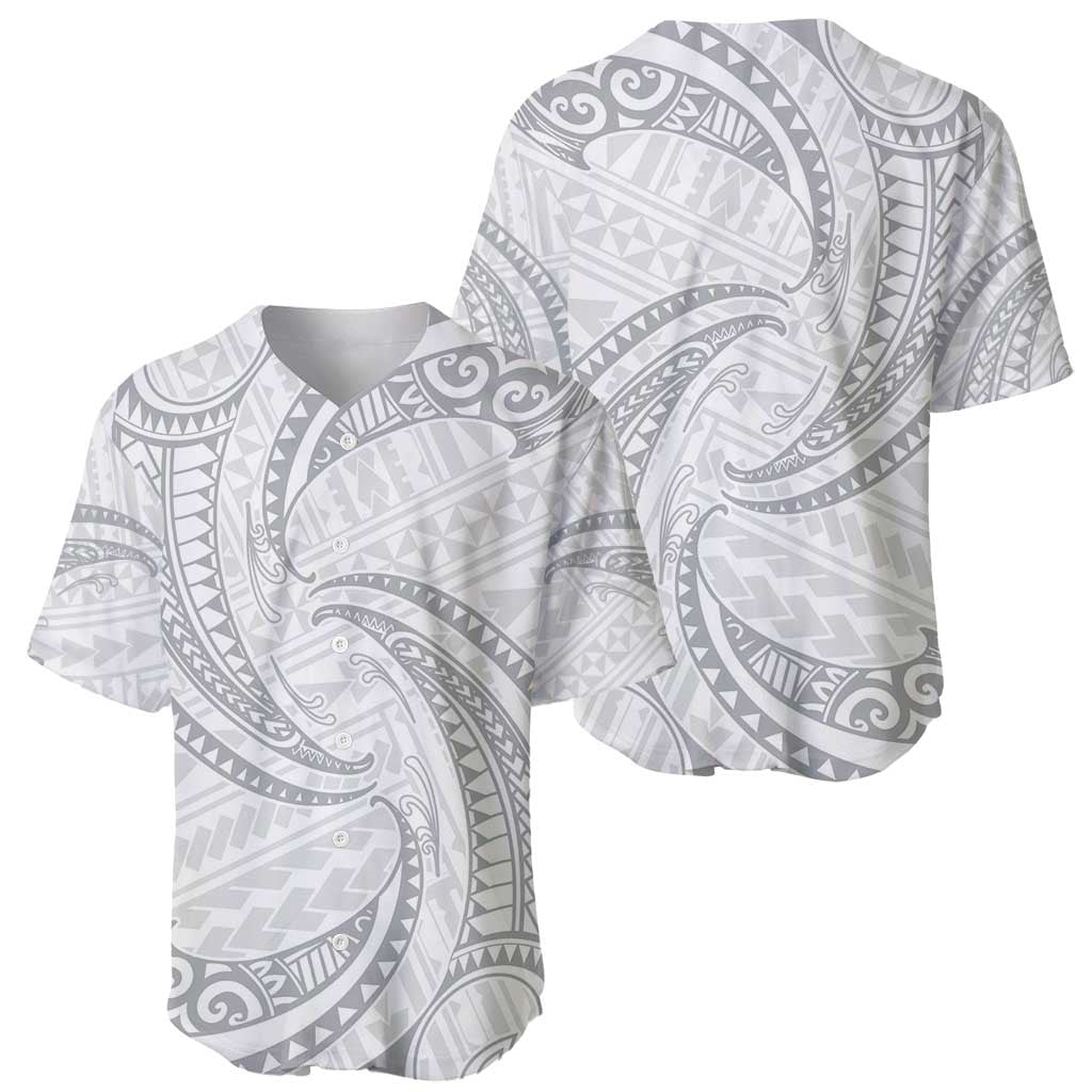 White Sunday Lotu Tamaiti Baseball Jersey Polynesian Wave Pastel Gray - Polynesian Pride