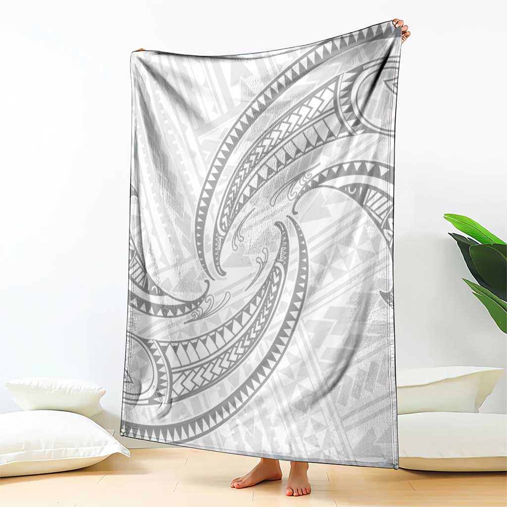 White Sunday Lotu Tamaiti Blanket Polynesian Wave Pastel Gray - Polynesian Pride