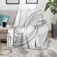 White Sunday Lotu Tamaiti Blanket Polynesian Wave Pastel Gray - Polynesian Pride