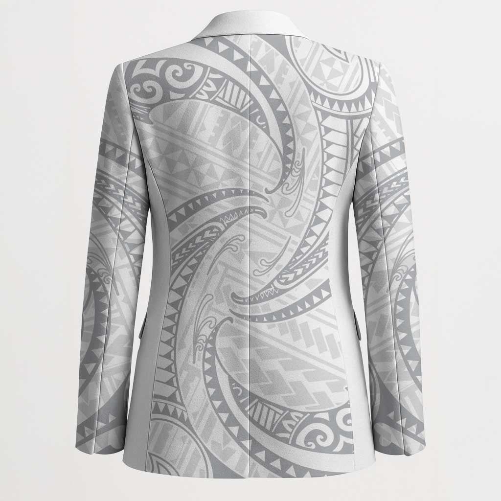 White Sunday Lotu Tamaiti Blazer Polynesian Wave Pastel Gray - Polynesian Pride