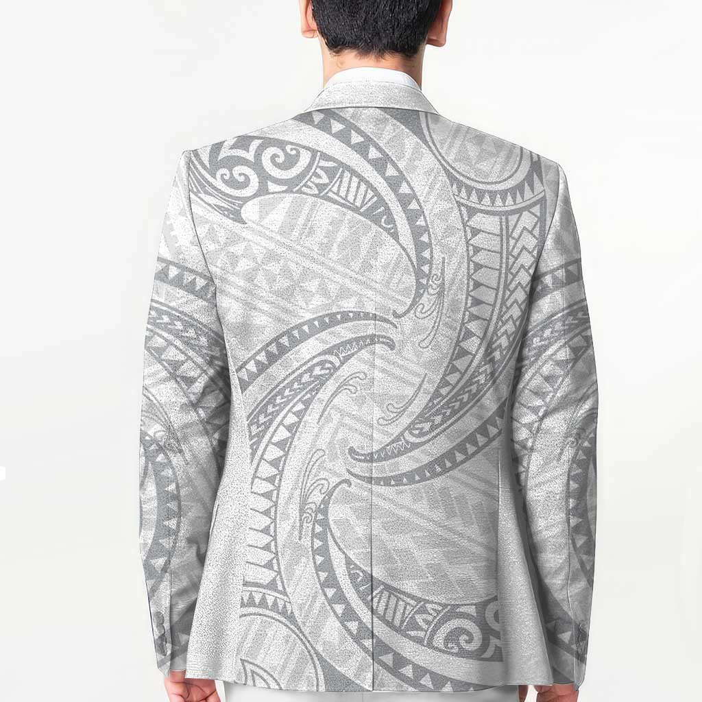 White Sunday Lotu Tamaiti Blazer Polynesian Wave Pastel Gray - Polynesian Pride