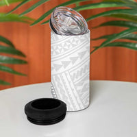 White Sunday Lotu Tamaiti 4 in 1 Can Cooler Tumbler Polynesian Wave Pastel Gray - Polynesian Pride
