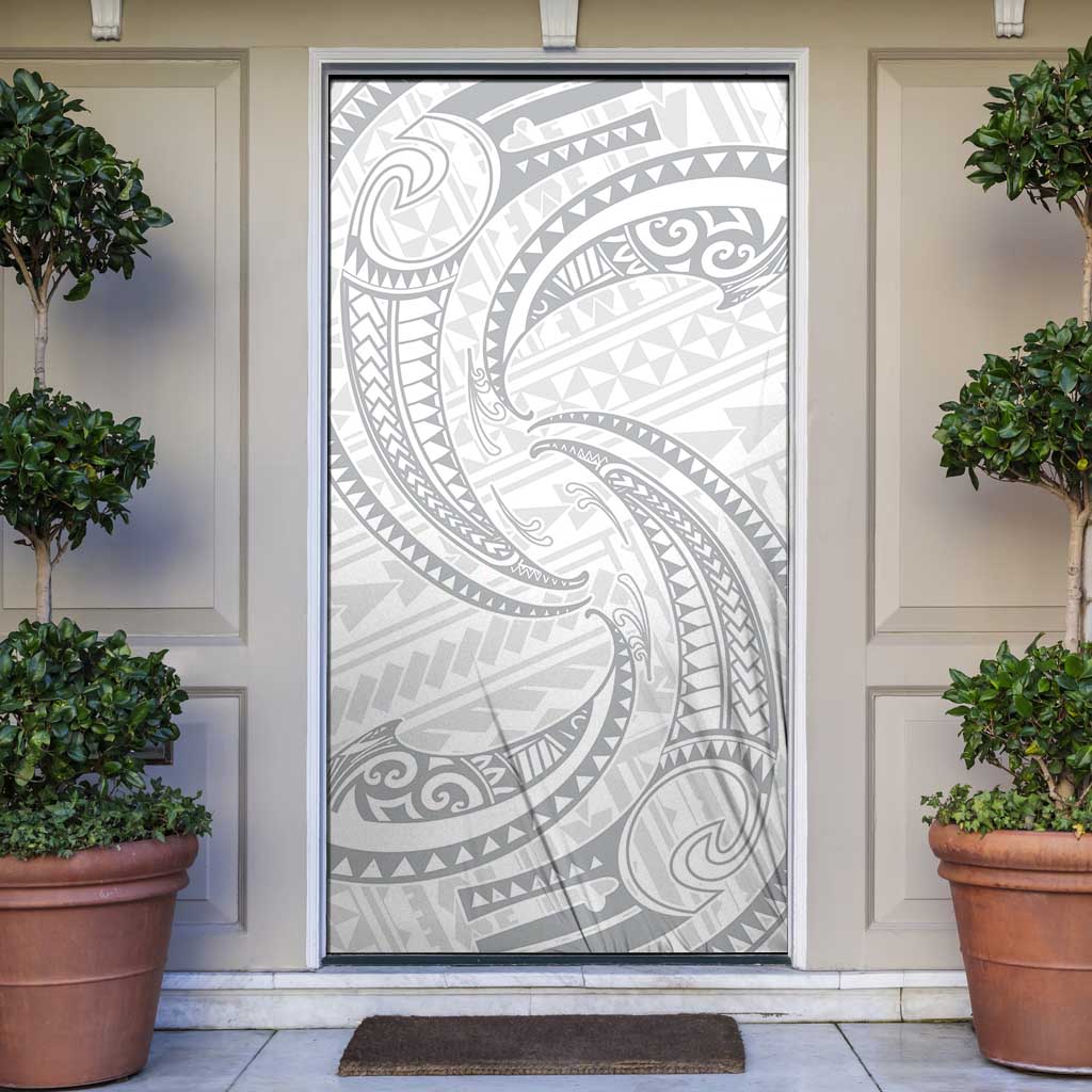 White Sunday Lotu Tamaiti Door Cover Polynesian Wave Pastel Gray LT9 Gray - Polynesian Pride
