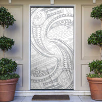 White Sunday Lotu Tamaiti Door Cover Polynesian Wave Pastel Gray LT9 Gray - Polynesian Pride