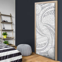 White Sunday Lotu Tamaiti Door Cover Polynesian Wave Pastel Gray LT9 - Polynesian Pride