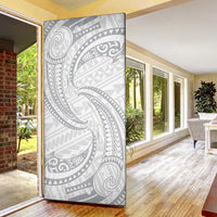 White Sunday Lotu Tamaiti Door Cover Polynesian Wave Pastel Gray LT9 - Polynesian Pride