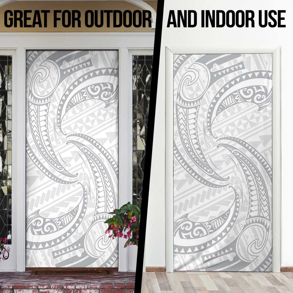 White Sunday Lotu Tamaiti Door Cover Polynesian Wave Pastel Gray LT9 - Polynesian Pride