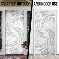 White Sunday Lotu Tamaiti Door Cover Polynesian Wave Pastel Gray LT9 - Polynesian Pride