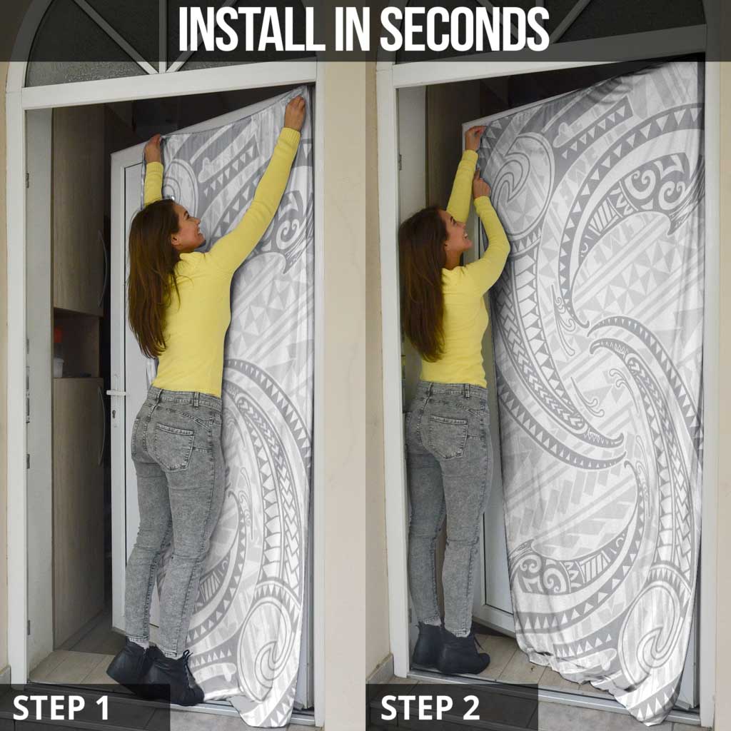 White Sunday Lotu Tamaiti Door Cover Polynesian Wave Pastel Gray LT9 - Polynesian Pride