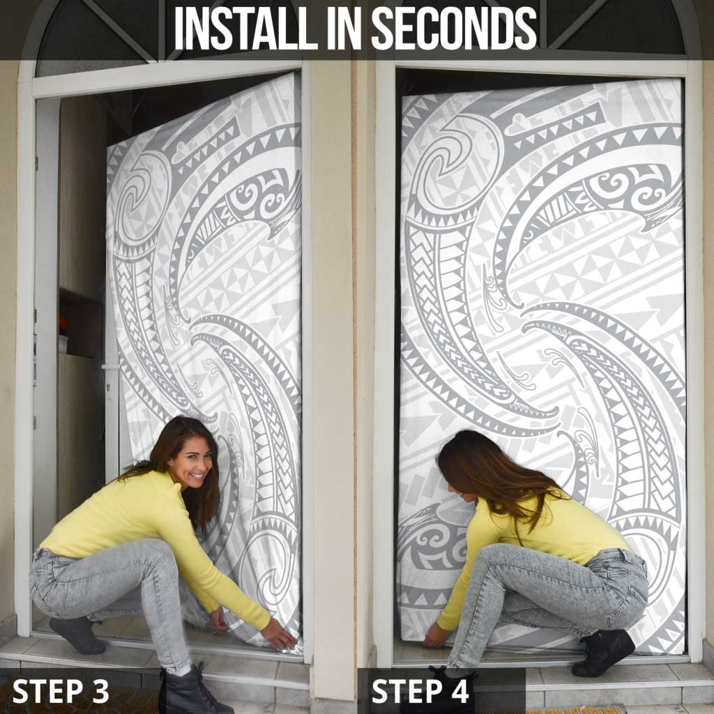 White Sunday Lotu Tamaiti Door Cover Polynesian Wave Pastel Gray LT9 - Polynesian Pride