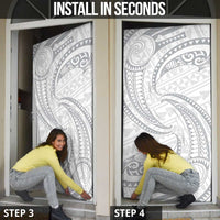 White Sunday Lotu Tamaiti Door Cover Polynesian Wave Pastel Gray LT9 - Polynesian Pride