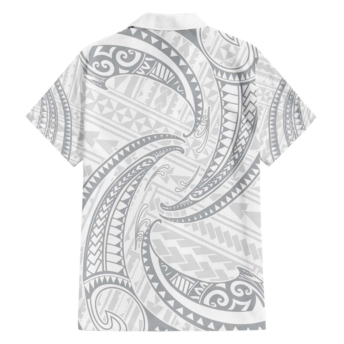White Sunday Lotu Tamaiti Family Matching Off The Shoulder Long Sleeve Dress and Hawaiian Shirt Polynesian Wave Pastel Gray - Polynesian Pride