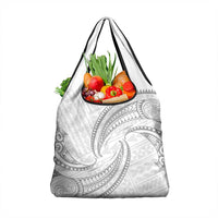 White Sunday Lotu Tamaiti Grocery Bag Polynesian Wave Pastel Gray - Polynesian Pride