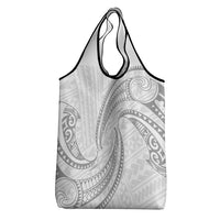 White Sunday Lotu Tamaiti Grocery Bag Polynesian Wave Pastel Gray - Polynesian Pride
