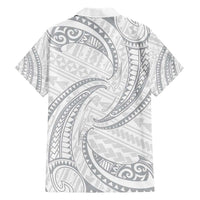 White Sunday Lotu Tamaiti Hawaiian Shirt Polynesian Wave Pastel Gray - Polynesian Pride