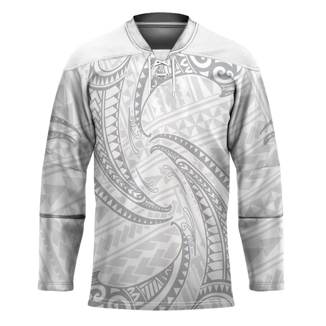 White Sunday Lotu Tamaiti Hockey Jersey Polynesian Wave Pastel Gray - Polynesian Pride