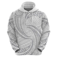 White Sunday Lotu Tamaiti Hoodie Polynesian Wave Pastel Gray - Polynesian Pride