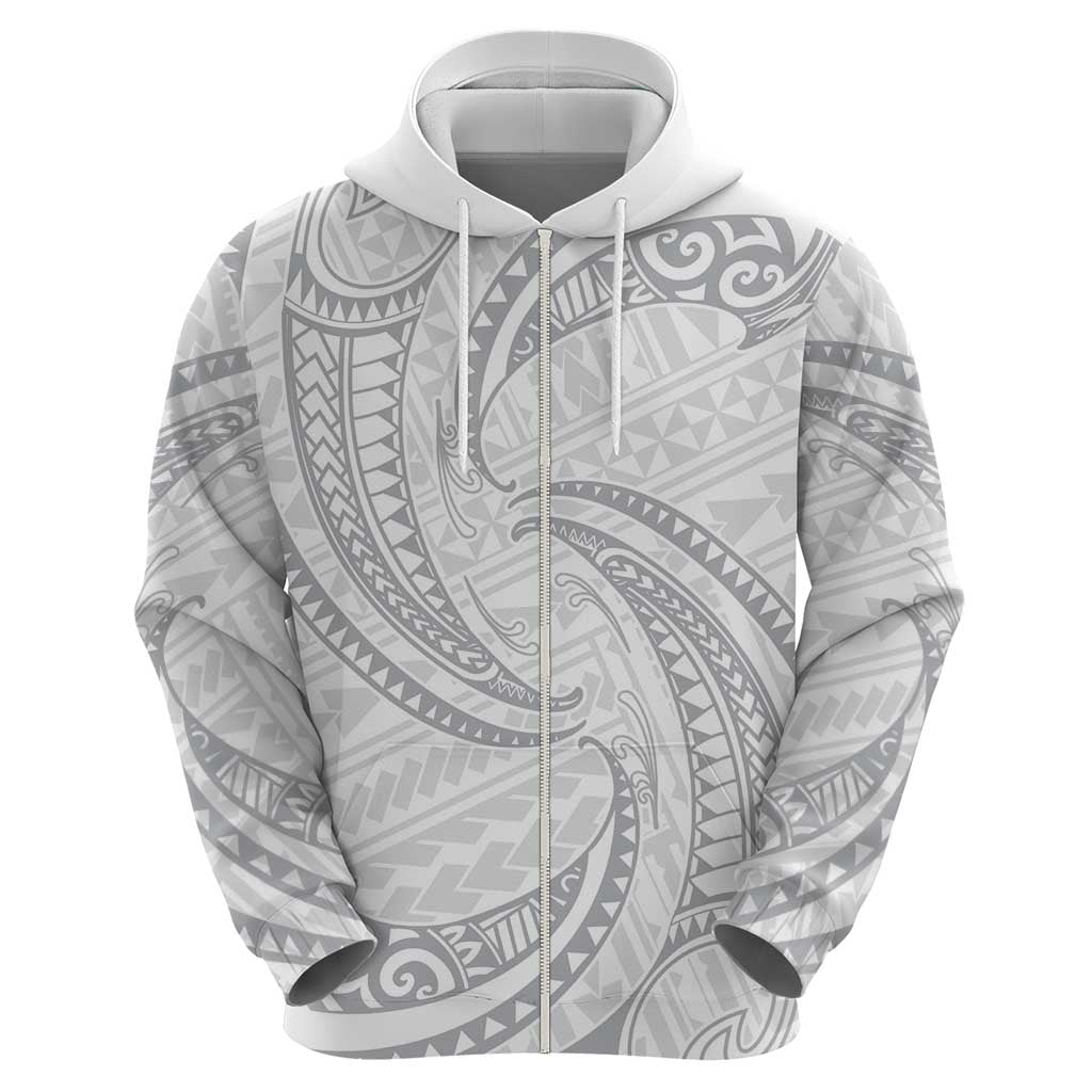 White Sunday Lotu Tamaiti Hoodie Polynesian Wave Pastel Gray - Polynesian Pride