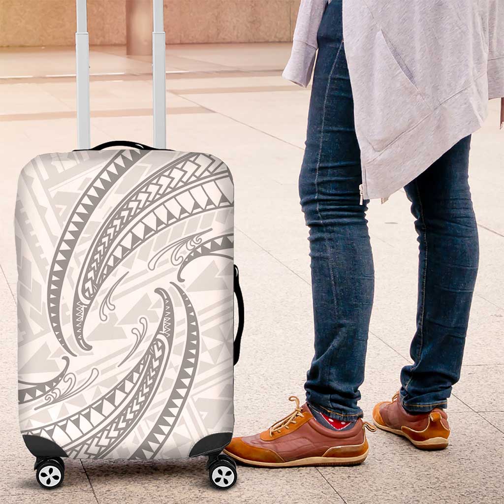 White Sunday Lotu Tamaiti Luggage Cover Polynesian Wave Pastel Gray - Polynesian Pride
