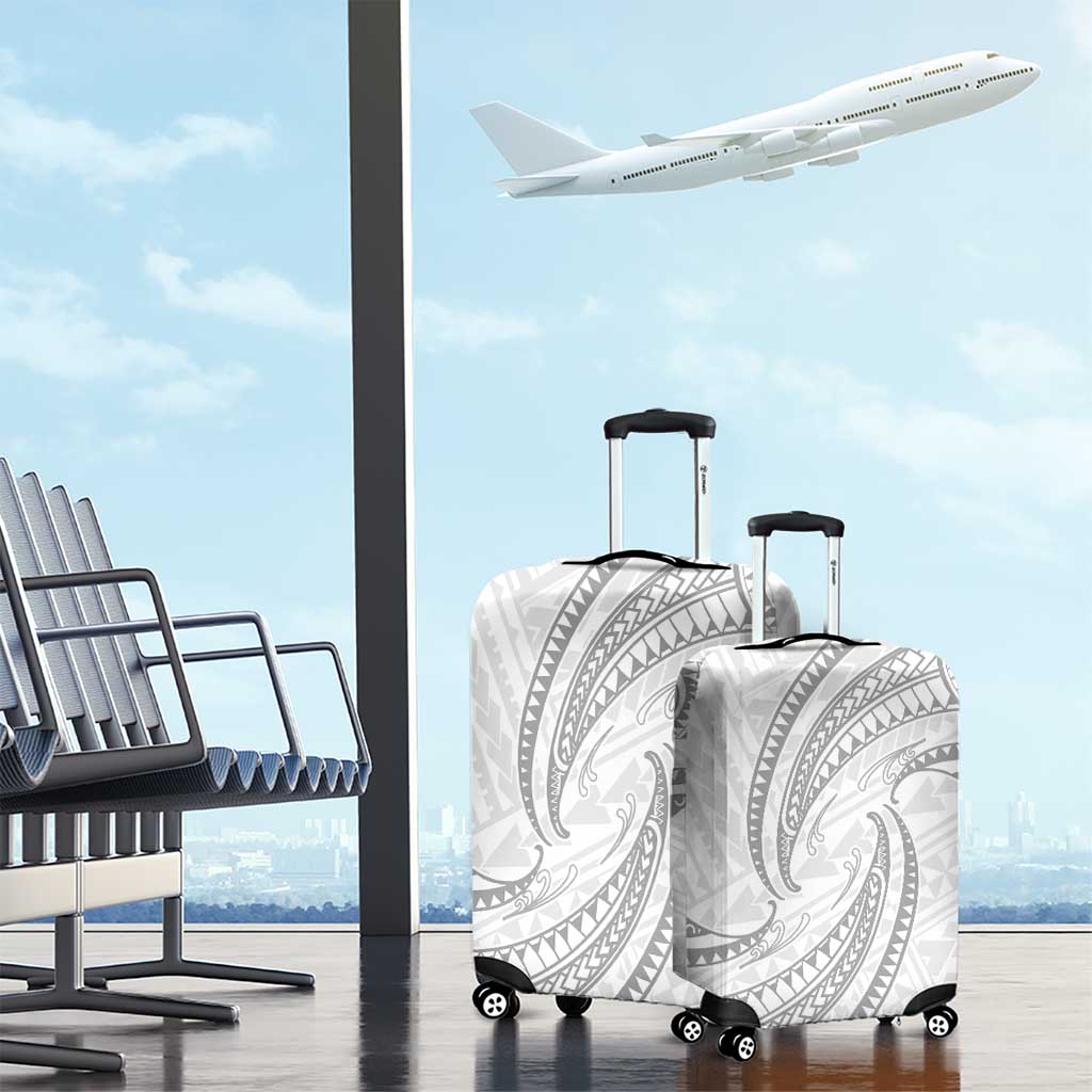 White Sunday Lotu Tamaiti Luggage Cover Polynesian Wave Pastel Gray - Polynesian Pride