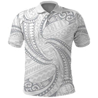 White Sunday Lotu Tamaiti Polo Shirt Polynesian Wave Pastel Gray LT9 Gray - Polynesian Pride