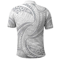 White Sunday Lotu Tamaiti Polo Shirt Polynesian Wave Pastel Gray LT9 - Polynesian Pride