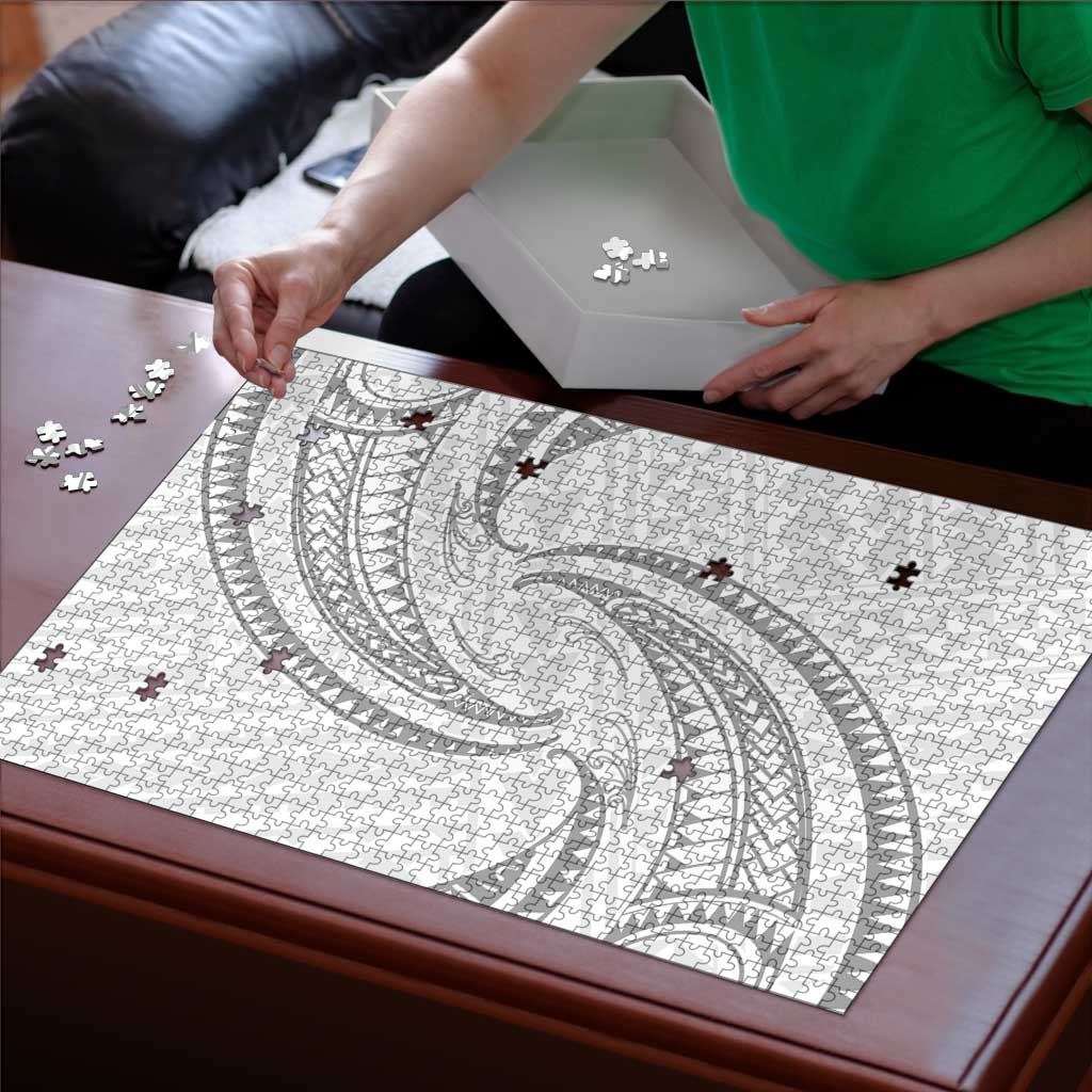 White Sunday Lotu Tamaiti Puzzle Polynesian Wave Pastel Gray - Polynesian Pride