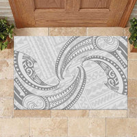 White Sunday Lotu Tamaiti Rubber Doormat Polynesian Wave Pastel Gray LT9 Gray - Polynesian Pride