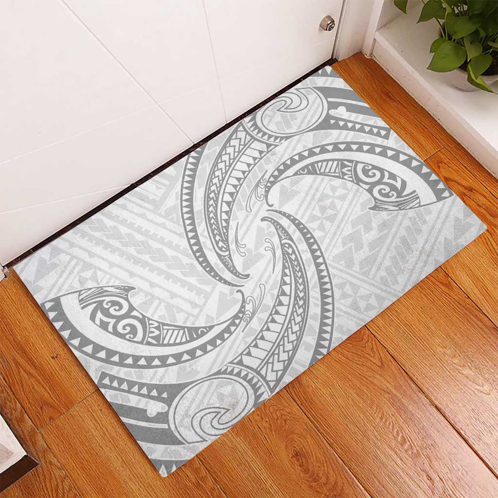 White Sunday Lotu Tamaiti Rubber Doormat Polynesian Wave Pastel Gray LT9 - Polynesian Pride