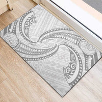 White Sunday Lotu Tamaiti Rubber Doormat Polynesian Wave Pastel Gray LT9 - Polynesian Pride