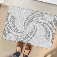 White Sunday Lotu Tamaiti Rubber Doormat Polynesian Wave Pastel Gray LT9 - Polynesian Pride