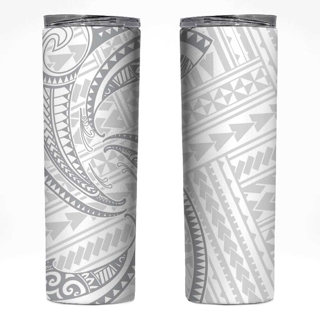 White Sunday Lotu Tamaiti Skinny Tumbler Polynesian Wave Pastel Gray - Polynesian Pride