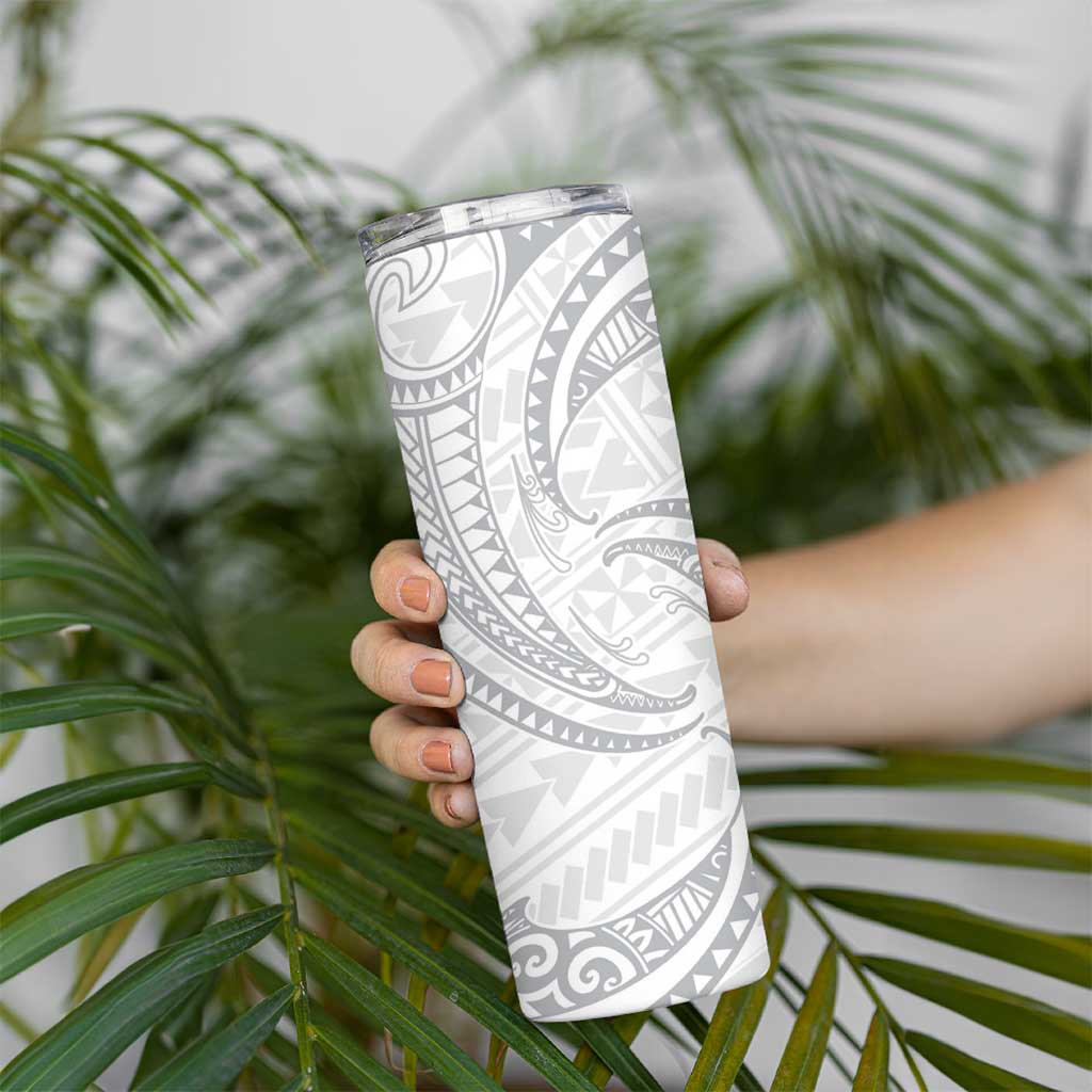 White Sunday Lotu Tamaiti Skinny Tumbler Polynesian Wave Pastel Gray - Polynesian Pride