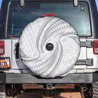 White Sunday Lotu Tamaiti Spare Tire Cover Polynesian Wave Pastel Gray - Polynesian Pride