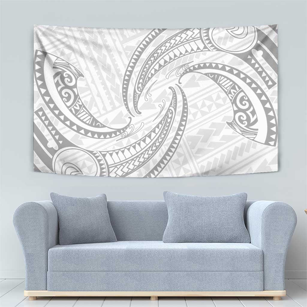 White Sunday Lotu Tamaiti Tapestry Polynesian Wave Pastel Gray LT9 - Polynesian Pride