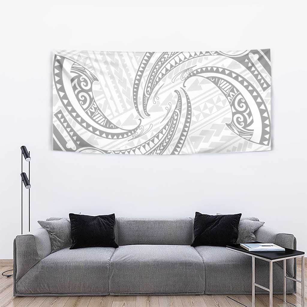 White Sunday Lotu Tamaiti Tapestry Polynesian Wave Pastel Gray LT9 - Polynesian Pride