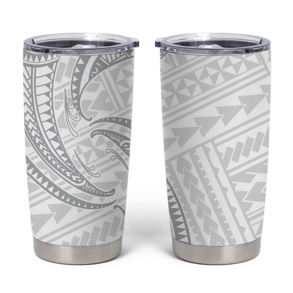 White Sunday Lotu Tamaiti Tumbler Cup Polynesian Wave Pastel Gray - Polynesian Pride