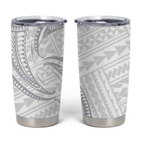 White Sunday Lotu Tamaiti Tumbler Cup Polynesian Wave Pastel Gray - Polynesian Pride