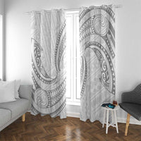 White Sunday Lotu Tamaiti Window Curtain Polynesian Wave Pastel Gray - Polynesian Pride
