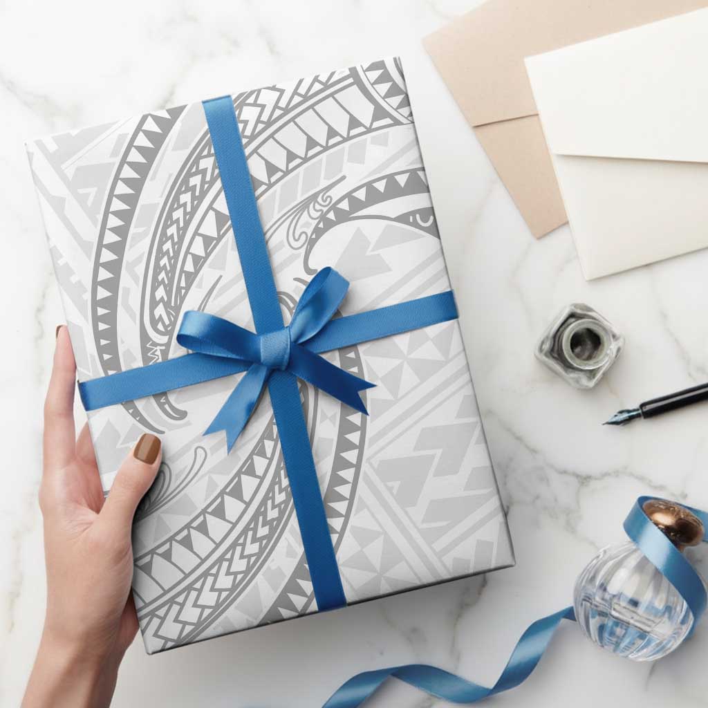 White Sunday Lotu Tamaiti Wrapping Paper Polynesian Wave Pastel Gray - Polynesian Pride