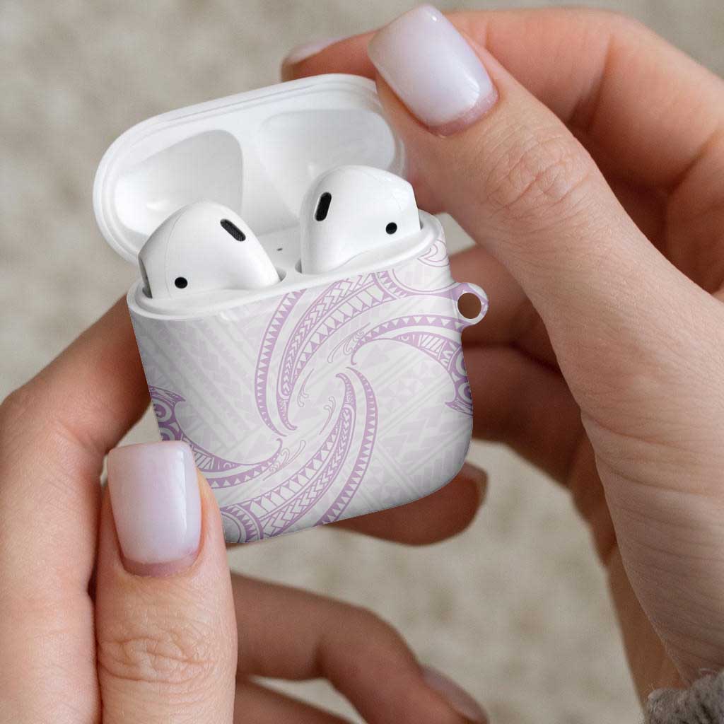 White Sunday Lotu Tamaiti AirPods Case Polynesian Wave Pastel Mauve - Polynesian Pride