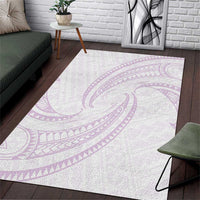 White Sunday Lotu Tamaiti Area Rug Polynesian Wave Pastel Mauve - Polynesian Pride