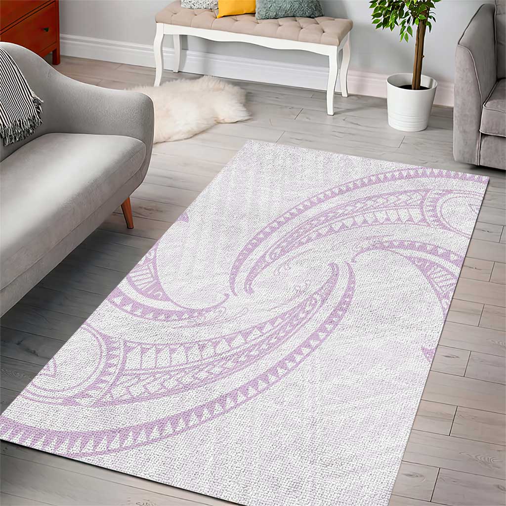 White Sunday Lotu Tamaiti Area Rug Polynesian Wave Pastel Mauve - Polynesian Pride